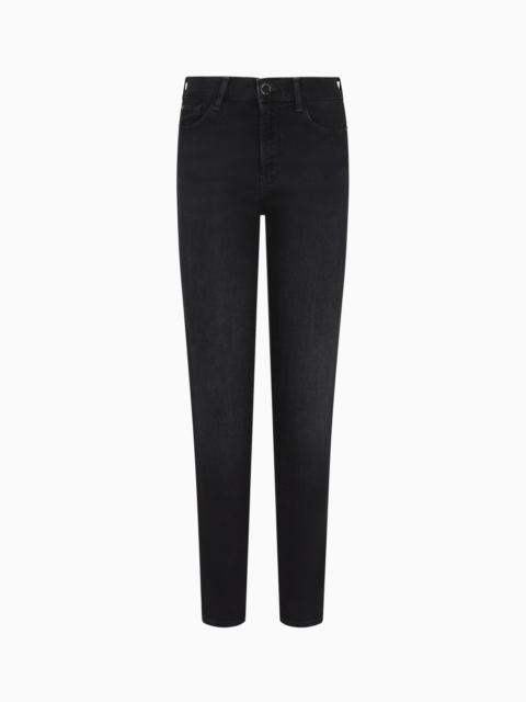 J20 HIGH-WAISTED SUPER-SKINNY LEG JEANS IN A WORN-LOOK STRETCH DENIM