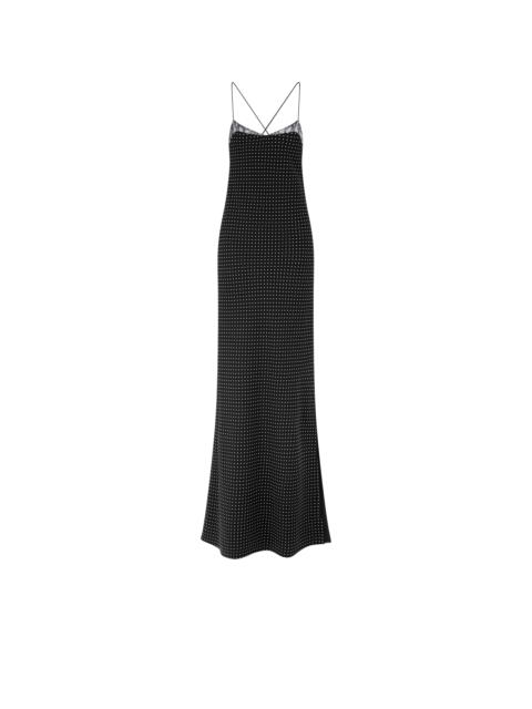 POLKA DOT SILK CREPE CAMISOLE EVENING DRESS WITH LACE DETAIL