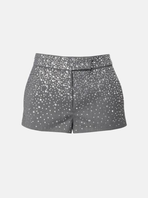 Low-rise crystal-embellished micro shorts