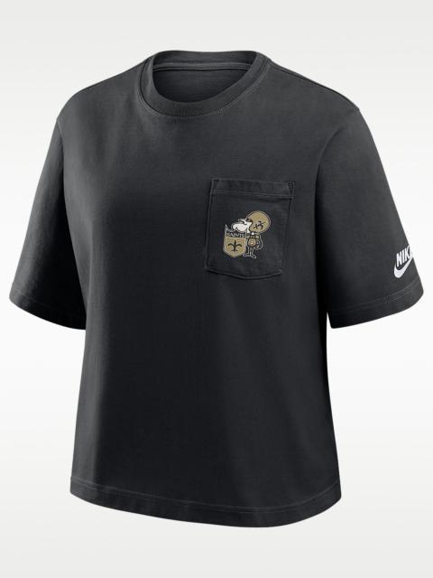 New Orleans Saints Rewind Pocket Boxy Women's Nike NFL T-Shirt
