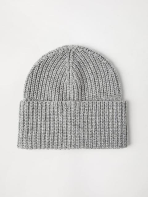 Cashmere English rib knit beanie