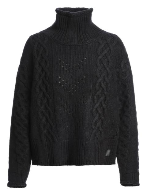 cable-knit turtleneck sweater