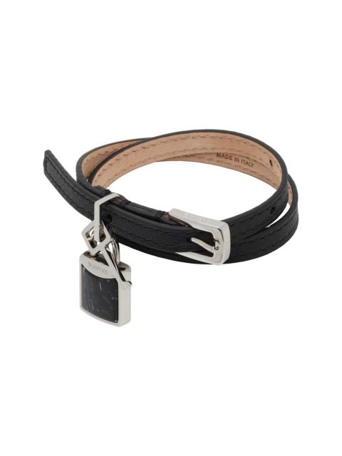 Black Leather & Stone Bracelet