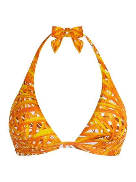 Women Halter Bikini Top Palm Leaves