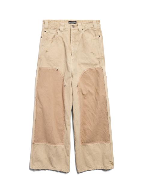 Men's Ripped Off Baggy Pants in Beige