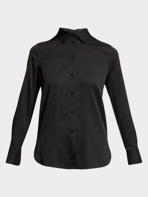 Slim-Fit Long-Sleeve Stretch-Silk Blouse
