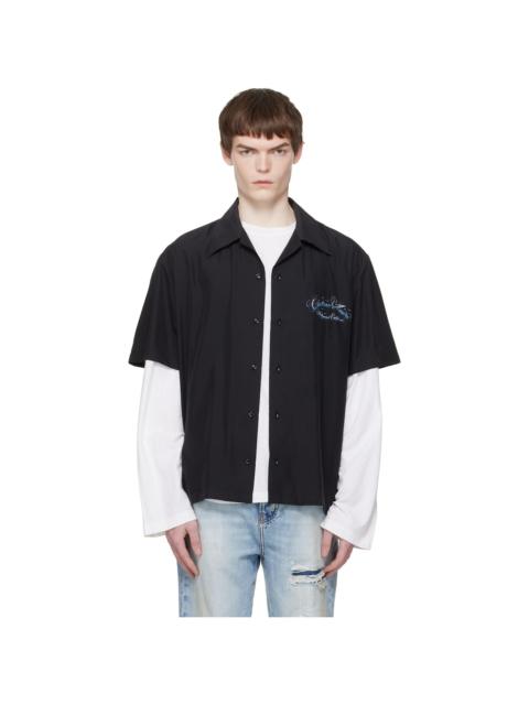 Black 'Chateau' Script Camp Shirt