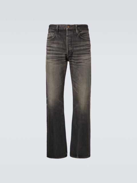Faded mid-rise straight jeans