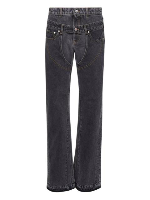two-tone double-waistband jeans