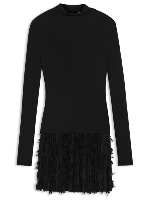 JERSEY DRESS WITH FEATHERED PLISSÉ PLEATS