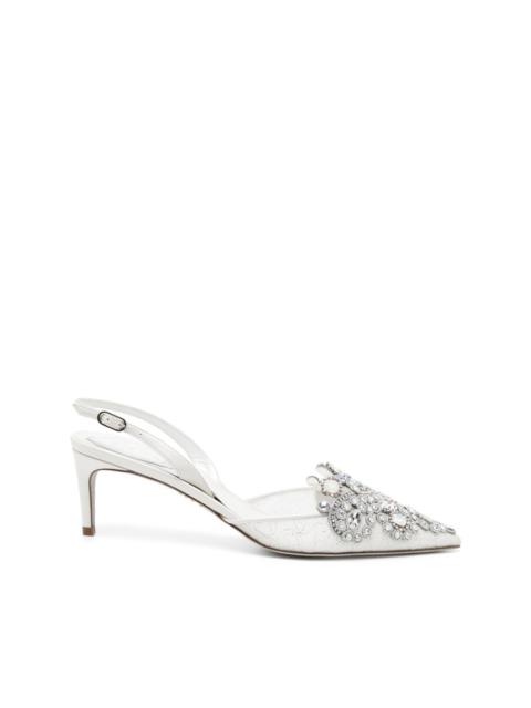 Veneziana 50mm crystal slingback pumps