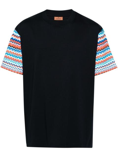zigzag-sleeves cotton T-shirt