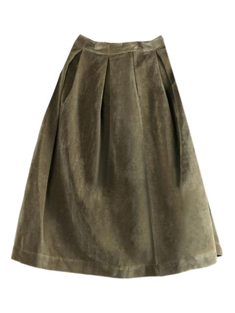 pleated corduroy midi A-line skirt