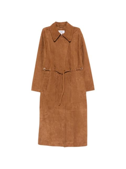 tie-waist leather coat