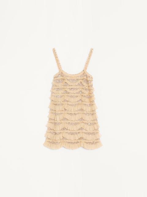 TULLE ILLUSIONE EMBROIDERED SHORT DRESS