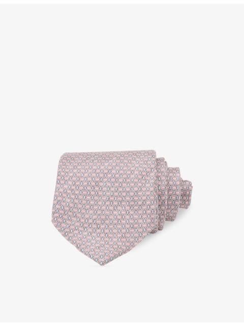 Emilio Geometric-Print Silk Tie