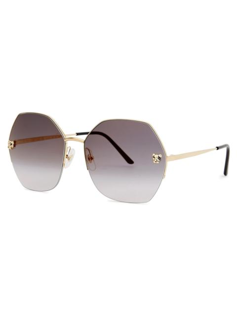 Cartier Panthère De Cartier Gold-tone Oversized, Sunglasses, Acetate