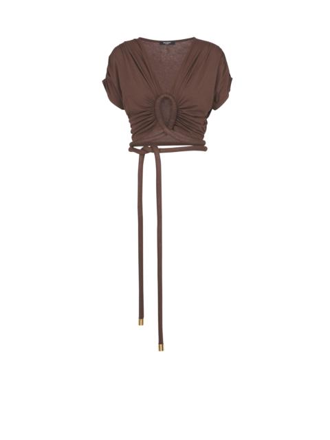 Draped jersey crop top