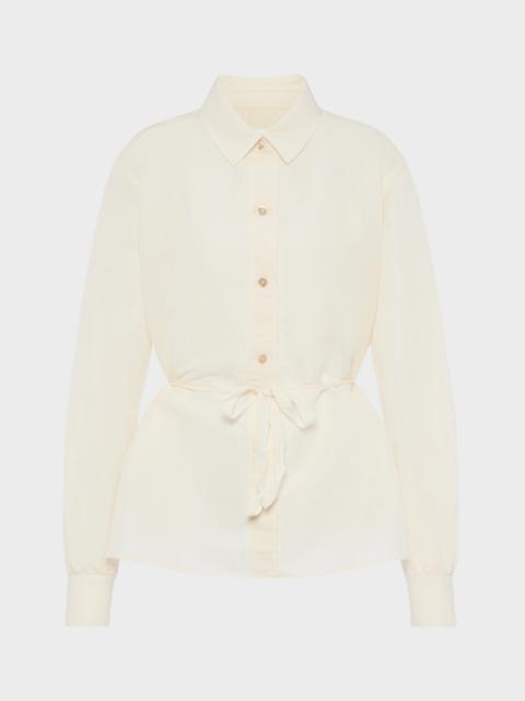 Tie-waist silk cotton shirt