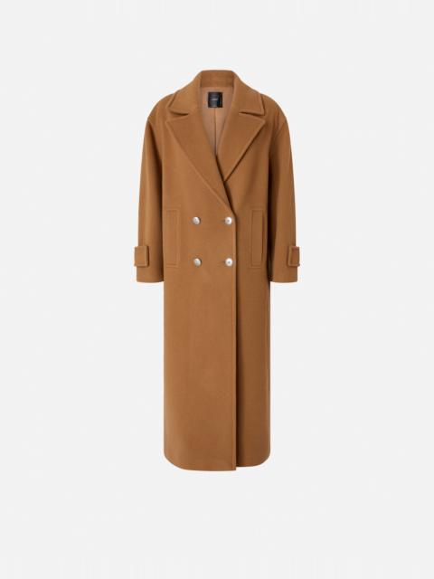 LONG DOUBLE-BREASTED WOOL-BLEND CLOTH COAT