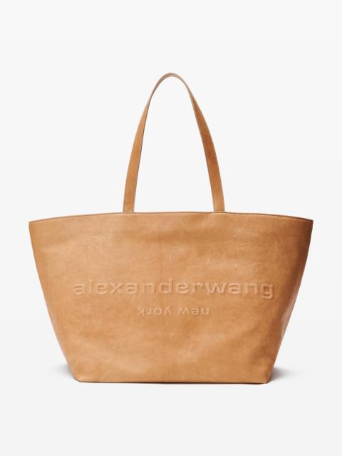 Beige Leather Punch Tote