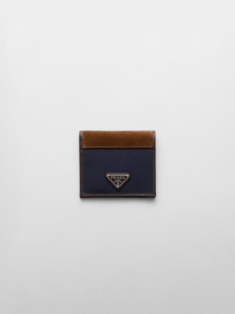 Re-Nylon and leather wallet