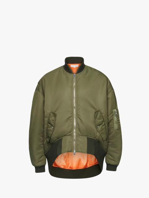 CURVED HEM OVERSIZED BOMBER JACKET