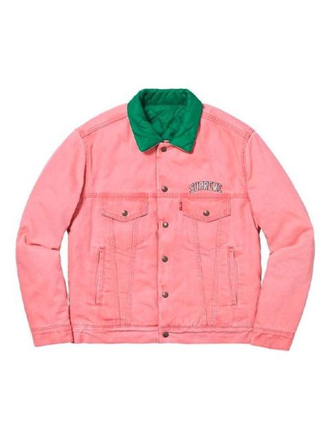 Supreme FW18 x Levs Quilted Reversible Trucker Jacket Pink SUP-FW18-763