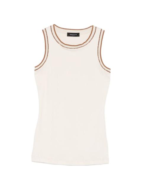 contrast-trim sleeveless tank top