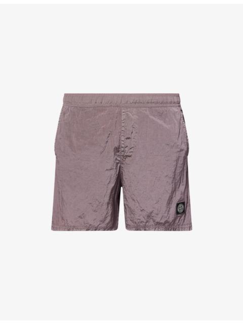 Drawstring Brand-Patch Swim Shorts