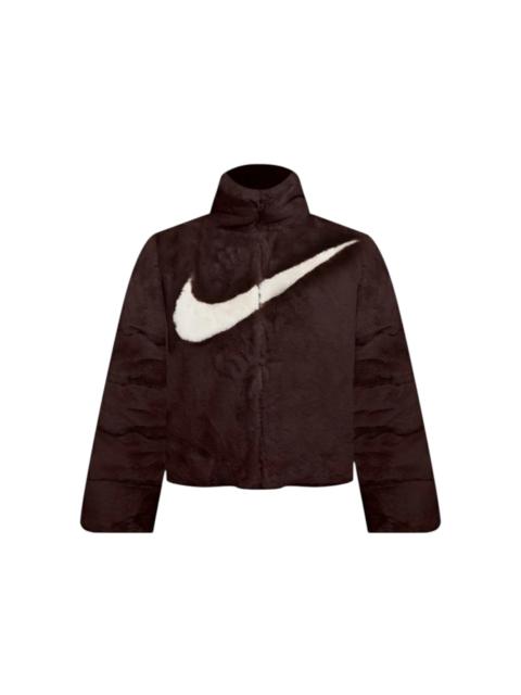 Nike Sportswear Essentials Oversized Faux Fur Puffer Jacket Light Orewood Brown