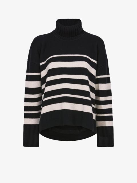 Sandra Turtleneck in Striped Doubleface Cashmere