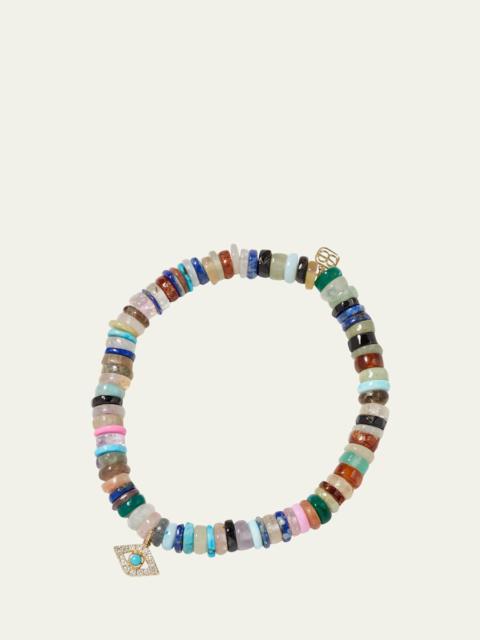 Opal Bead Diamond Evil Eye Bracelet