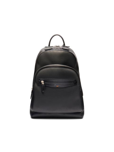 Black tumbled leather backpack