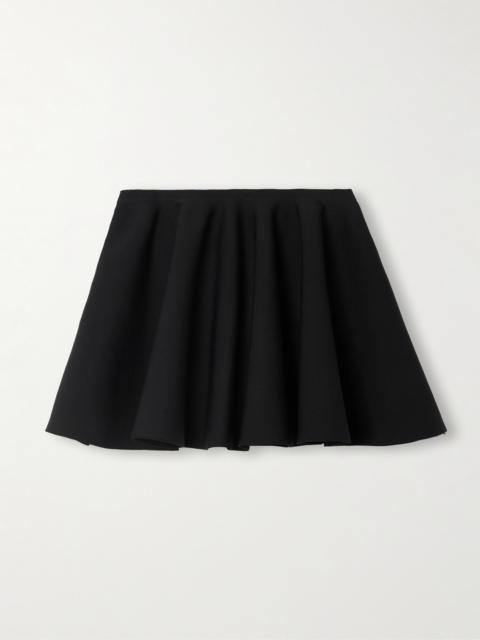 Pleated Stretch-knit Mini Skirt
