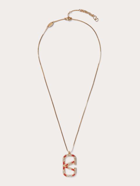 VLOGO SIGNATURE METAL, PEARL, ENAMEL AND SWAROVSKI® CRYSTAL NECKLACE