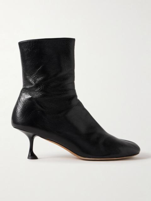 Tee crinkled-leather ankle boots Black