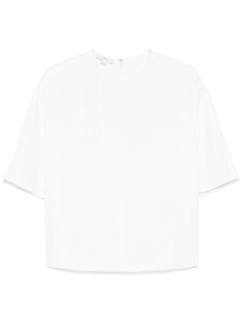 satin-trim crepe blouse