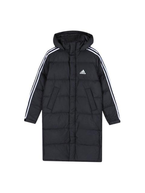 adidas Long Parka mid-length Outdoor Thicken hooded down Jacket Black EH3993