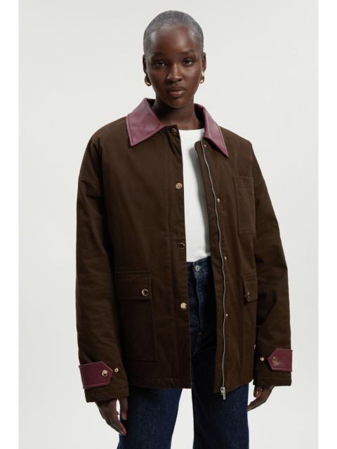 Quilted Contrast Collar Barn Jacket