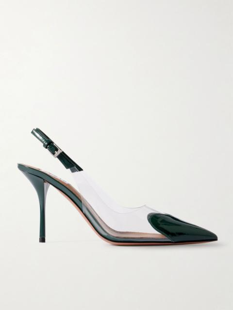 Le Cœur patent-leather and PVC slingback pumps Dark green