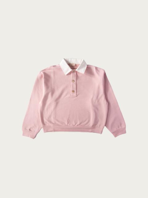 Two-Tone Polo Sweatshirt - Pink/White