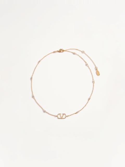 MINI VLOGO SIGNATURE NECKLACE IN METAL AND SWAROVSKI® CRYSTALS