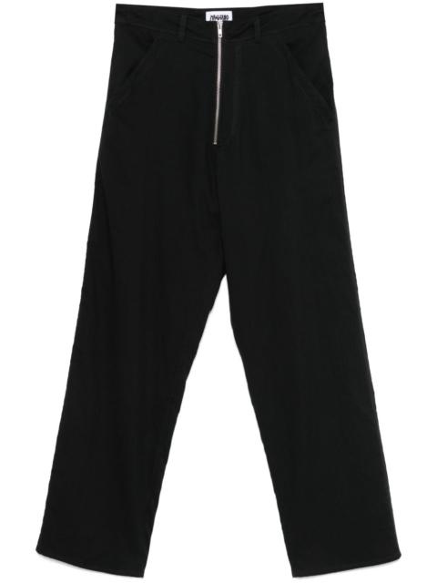 zip-up straight-leg trousers