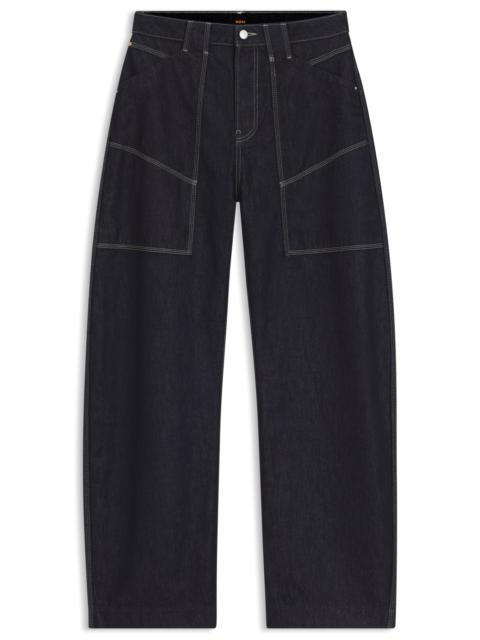 BLUE BALLOON-LEG JEANS IN BLUE RIGID DENIM