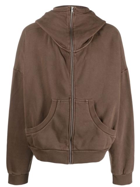 high-neck zip-fastening hoodie