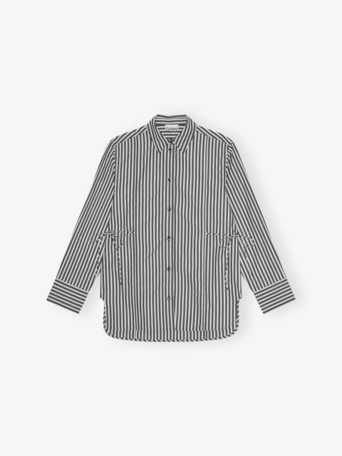 STRIPE COTTON OVERSIZED TIE STRING SHIRT