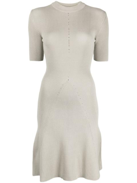 ribbed-knit flared dress