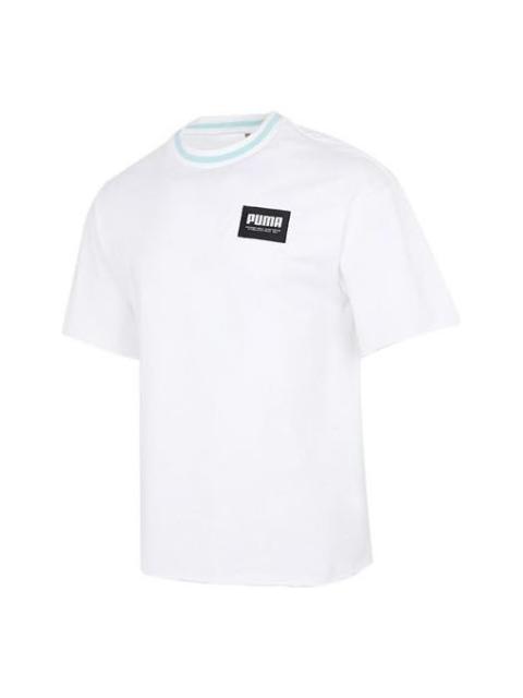 PUMA Logo Loose Sports Round Neck Short Sleeve White 845861-02