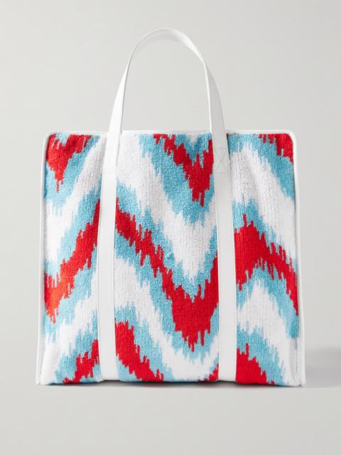 Canvas-trimmed Terry-jacquard Tote